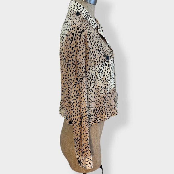 Pistola Revolve Leopard Print Boxy Button Front Top S - Picture 2 of 5